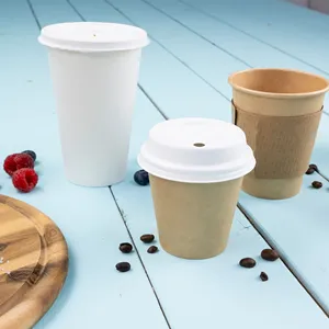 Gobelets à café recyclables 16 oz 400 ml Ø 90 mm blancs à paroi simple, bio-revêtement, extra grands pour boissons - 1000 pcs/carton - Product Image 6