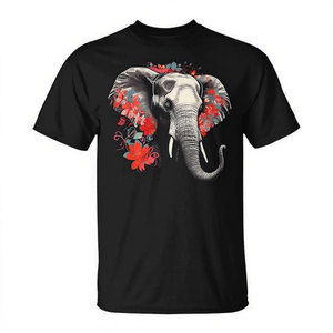 Camiseta con diseño de elefante y flores, arte musical animal, categoría promocional - Product Image 2