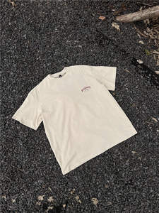 Logo personnalisé pour hommes Design 100% coton T-Shirt Épaule tombante Tricoté Motif imprimé 200 Grammes Poids du tissu Blanc Style lavé - Product Image 6