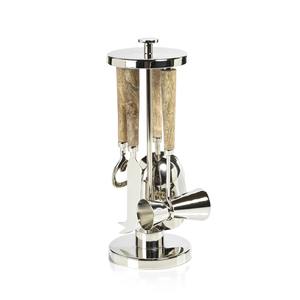 Ensemble de shakers à cocktail en acier inoxydable avec base et couvercle en bois élégants pour mariages et événements spéciaux - Product Image 1
