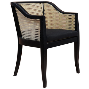 Fauteuil de jardin Safa noir avec accoudoirs, en teck massif et en rotin tressé, pour une utilisation en intérieur et en extérieur - Product Image 1