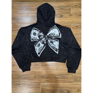 Sweat à capuche avec fermeture éclair brodé de strass pour hommes, sweat à capuche zippé de qualité supérieure à prix abordable pour garçons - Product Image 4