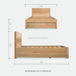 Lit rond en teck massif, design minimaliste moderne avec tiroirs de rangement, mobilier de chambre durable pour appartement et villa - Product Image 6
