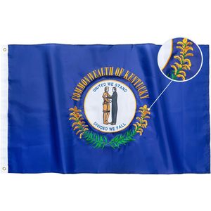 ธง TOPFLAGS ขนาด 3x5 ฟุต ธงรัฐเคนตักกี้ ผ้าซาติน สำหรับใช้งานกลางแจ้ง ปักลายธงรัฐ พร้อมแถบลายปักสองด้านอย่างดีเย็บอย่างแข็งแรง พร้อมห่วงทองเหลือง 2 จุด - Product Image 2