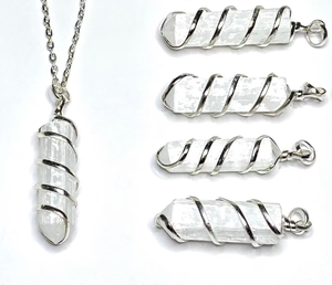 Best Quality Hot Sale Bulk Natural Selenite Gemstone <b>Pendant</b> Wire Wrapped with Complimentary Chain <b>for</b> Jewelry Making - Product Image 5
