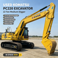 Excavatrice sur chenilles Komatsu PC220, 22 tonnes, hydraulique, moteur SAA6D107, d'occasion, japonaise, pour travaux de construction lourds