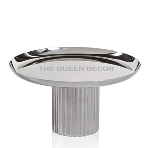 Aluminum Metal With Marble <b>Top</b> Round Shape <b>Gold</b> Finish Decorative <b>Cake</b> Stand Modern Handmade Party Accent - Product Image 5