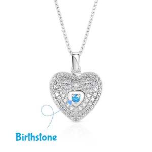 Jeulia Personalized <b>Heart</b> Photo <b>Locket</b> Necklace in Sterling Silver with Zircon Birthstone - Product Image 3