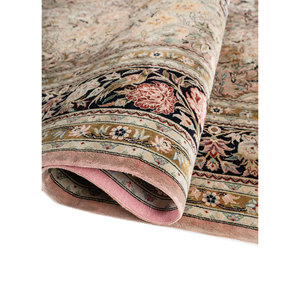 Tapis en soie noué à la main Gulmarg Pae-6456, motif médaillon rose et violet, pour la maison, 9x12, rectangulaire, pour couloir, pour la décoration du salon - Product Image 2