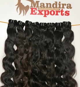 Vendeur naturel en gros tissage vierge couleur noire machine double trame faisceaux bodywave extensions de cheveux humains sud-indien - Product Image 2
