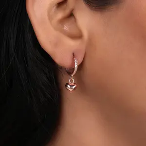 Pendientes de Aro con Forma de Corazón en Oro Rosa para Mujer, Estilo Vintage, Colgantes, Joyería de Cobre - Product Image 2