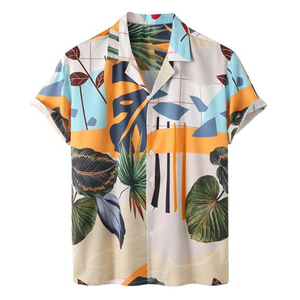 Vente en gros d'ensemble de chemises de plage style hawaïen avec toutes impressions, shorts élastiques en polyester pour hommes, maillots de bain et vêtements de plage 2025 - Product Image 5