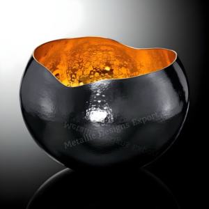 Pot à bougie votive martelé au design ondulé élégant Décoration moderne de luxe pour la maison Événement Noir Extérieur Or Intérieur Bougie unique - Product Image 6