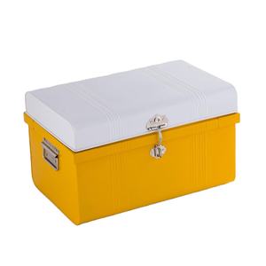 Cajas de almacenamiento de lata de Metal de alta calidad para decoración del hogar, caja de almacenamiento moderna para maletero, color amarillo y blanco - Product Image 1