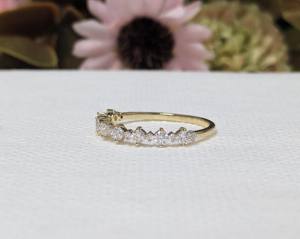 Anillo de Boda Clásico de Media Eternidad con Diamante Cultivado en Laboratorio de Corte Redondo de 0.40 Ct, Regalo de Aniversario, Oro Amarillo/Blanco Sólido de 10K/14K/18K - Product Image 2