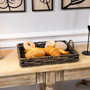 ถาดเสิร์ฟผักตบชวาสีเข้มสไตล์โบฮีเมียนแบบชนบทห้องนั่งเล่นมัลติฟังก์ชันตกแต่งฤดูใบไม้ร่วงราคาถูก - Product Image 5