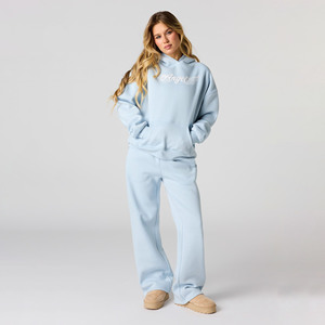Ensemble survêtement décontracté à imprimé personnalisé, sweat-shirt à capuche et pantalon large à pattes évasées, deux pièces pour femmes - Product Image 2