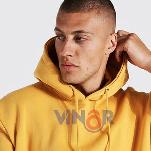 Sweat à capuche décontracté pour homme, 100% coton, tissu français, style oversize, tendance hip-hop, sweat à capuche uni, imprimé à l'écran, teinture unie - Product Image 5