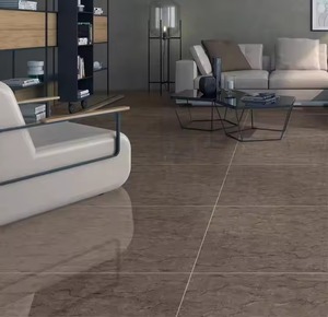 กระเบื้องเซรามิคพอร์ซเลนมันวาวขนาด600x1200มม. ลายหินอ่อนคู่หรูหราทันสมัยสีน้ำตาลโอเปร่าสำหรับการตกแต่งภายในวิลล่าผนังห้องนั่งเล่น - Product Image 6