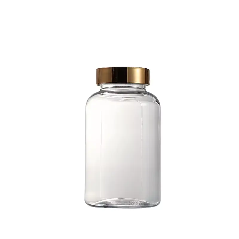 Büyük ilaç hap plastik şişe ile UV altın gümüş vidalı kapak takviyesi için Tablet kapsül tozu sıvı flakon