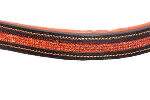 Brida Equipride Acolchada y Cómoda con Diamantes, Tamaño Completo, Color Naranja, Brida para Caballo de Cuero Genuino de Alta Calidad - Product Image 3