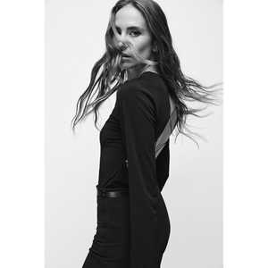 Blusa Casual Chic sin Espalda con Estampado Floral, Cuello con Volantes, Logotipo Frontal, Moderna, Ajustada, de Algodón y Chifón, Talla XL para Primavera, Verano y Otoño - Product Image 2