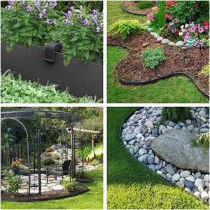Bordure <span class=keywords><strong>de</strong></span> <span class=keywords><strong>jardin</strong></span> moderne en plastique effet bois grainé, revêtement PE 10M, <span class=keywords><strong>pour</strong></span> allées et parterres <span class=keywords><strong>de</strong></span> <span class=keywords><strong>fleurs</strong></span>, avec 10 attaches. - Product Image 5
