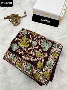 Hot Selling New Indian Women Wear Soft Georgette Saree with Embroidery Work Wholesale Price Traditional Wear Saree with Blouse - Product Image 3