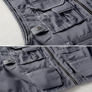 เสื้อกั๊กทำงานอเนกประสงค์สำหรับผู้ชาย, เสื้อกั๊กทำงานมีหลายกระเป๋าซิปปิดฤดูร้อนผ้าใบกลางแจ้งยุทธวิธีของผู้ชาย - Product Image 4