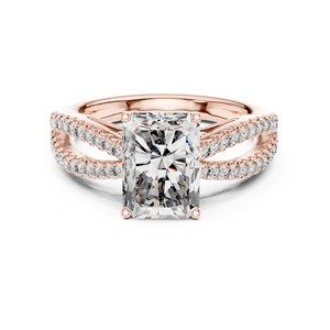 2.1ct Radiant Cut Moissanite <b>Split</b> Shank <b>Ring</b> 925 Sterling Silver Bridal Fine Jewelry Wholesale Pave Band - Product Image 4