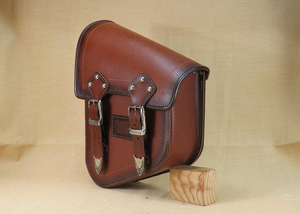 กระเป๋าข้างมอเตอร์ไซค์สีน้ำตาล หนังแท้ กันน้ำ สำหรับใส่ของ/เครื่องมือ - Product Image 4