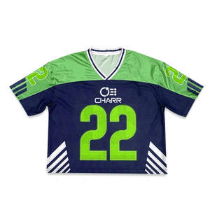 Camiseta de fútbol americano con impresión sublimada personalizada, diseño de malla corta Retro, ropa de calle de moda para adultos, característica transpirable - Product Image 5