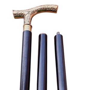 Bastón de latón Bastón de madera Victoriano de tres pliegues de latón Bastón plegable de estilo antiguo para hombre y mujer activo - Product Image 1