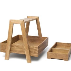 Panier à fruits en bois naturel de haute qualité, présentoir de buffet à 2 niveaux pour fête, articles de table de vacances du Vietnam, vente en gros - Product Image 4