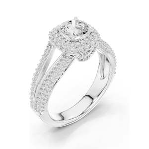 Bague de fiançailles avec halo de diamants de laboratoire ronds taille brillant de 1,64 carat, clarté VVS-VS EF, or 18 carats, 14 carats, 10 carats et argent 925 - Product Image 4