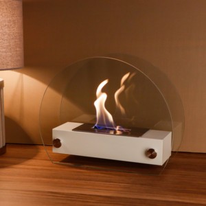 Camino da tavolo <span class=keywords><strong>bioetanolo</strong></span> bianco rotondo in vetro decorativo camino <span class=keywords><strong>portatile</strong></span> in metallo - Product Image 5