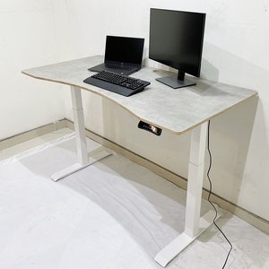 FlexiDesk FLD003 Minimalist Design Plywood Lifting Table with 2-Joint <b>Electric</b> Adjustment Concrete Color - Product Image 6