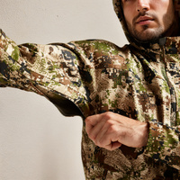 Vestes de chasse personnalisées de haute qualité, imperméables, coupe-vent, à col montant, avec design imprimé, en softshell, à fermeture éclair, pour la chasse au canard en plein air