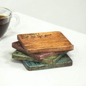 Posavasos cuadrados de madera de acacia con mango, soporte disponible, diferentes diseños, formas, venta al por mayor, precio de fábrica, alfombrillas para productos de la India - Product Image 5