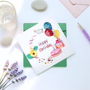 Tarjeta de Vietnam Quilling GBV025 Tarjeta de felicitación de papel de acabado de superficie de estampado en caliente para regalo de feliz cumpleaños - Product Image 3