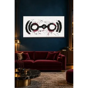 Impression sur toile de Fida Black and Burgundy Brush Rings sur fond blanc - Product Image 1