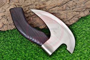 Hache à pizza en acier à haute teneur en carbone avec gaine en cuir Coupe-pizza Viking forgé à la main avec manche en bois - Product Image 5
