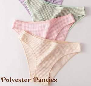 Braguitas de poliéster para mujer, alta elasticidad, costura exquisita, frescas y encantadoras, con estampado a cuadros, ropa interior femenina, lencería. - Product Image 1