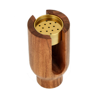 Ensemble de brûleurs à bougies arabes en bois, style art indien exotique, avec feuilles argentées et impression en relief faite à la main, pour Noël, vente en gros
