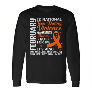 T-shirt à manches longues avec ruban orange pour adolescents, article promotionnel pour la Semaine de la sensibilisation à la violence en matière des relations amoureuses - Product Image 2
