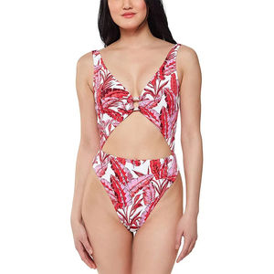 Wholesale 2026 Summer Women One Piece <b>Swimsuit</b> <b>Push</b> <b>up</b> Underwire Swimwear Red Solid Color Bathing Suit Beachwear - Product Image 5