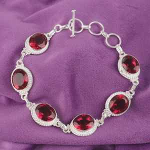 Handmade Rubellite Tourmaline <b>Bracelet</b> Sterling Silver Jewelry October Birthstone Gift For Women - Product Image 1