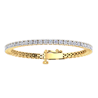 Trendy Women's 3,4 Ct Lab Grown Diamond 10K Gold Bracelet VS Clarity EF Color Bangles
