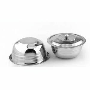 Bol en acier inoxydable avec couvercle à bouton Bol de cuisine en acier inoxydable avec bol à salade en métal en acier inoxydable avec couvercle - Product Image 1