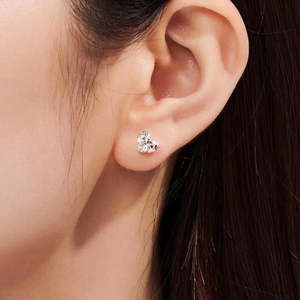 NOVAMART Fine Zarkan Baby Heart 925 <b>Silver</b> <b>Stud</b> <b>Earrings</b> with 14K Gold Plating Trendy Cute Rose Diamond Zircon Pearl for Engagem - Product Image 4